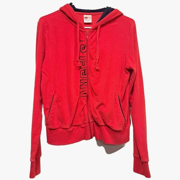 Vintage Nike MLB Anaheim Angels Baseball Women's Full Zip Hoodie Red Sz M 8-10 - Picture 1 of 9